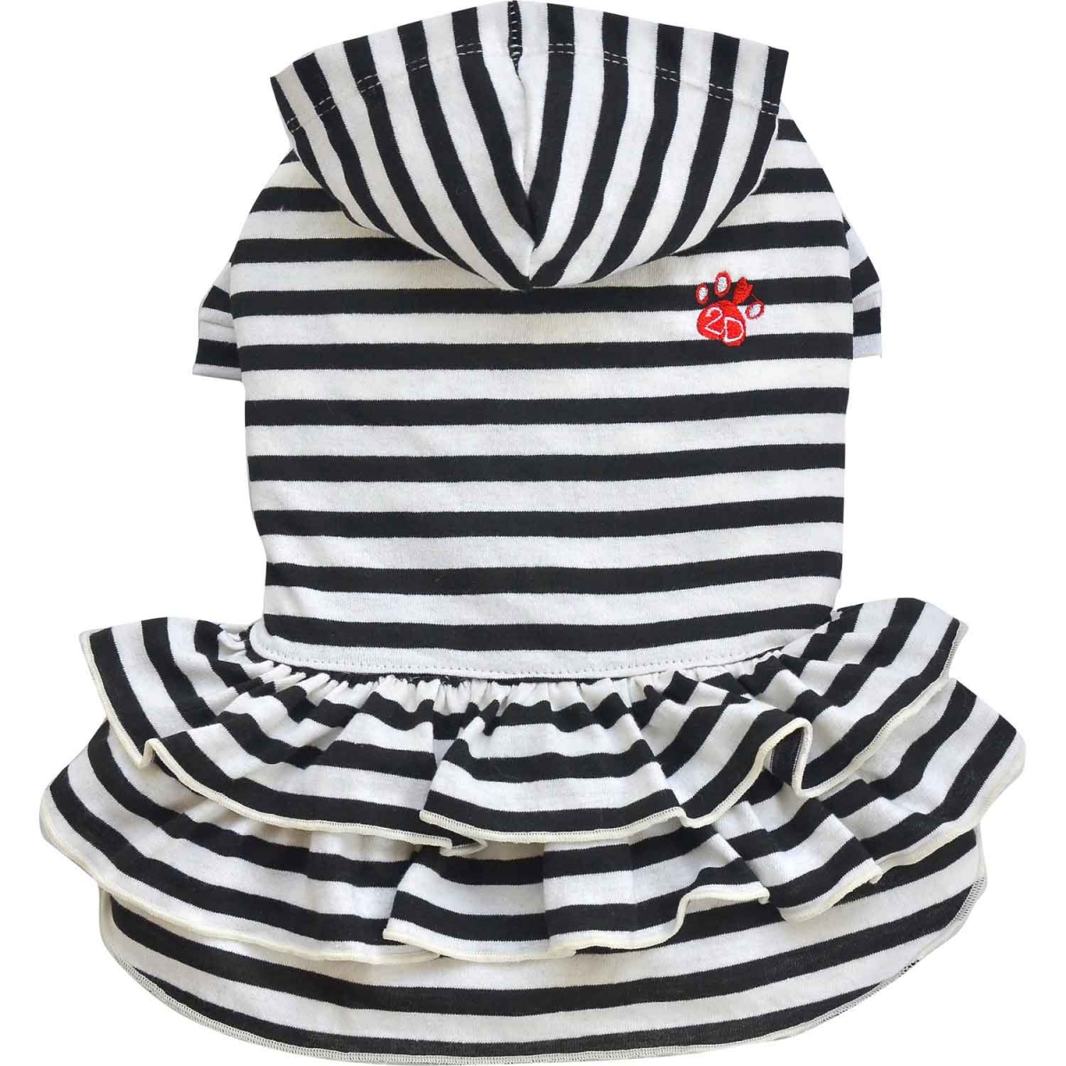 Hunde-Kapuzenkleid schwarz-wei&Atilde; gestreift